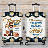 Thumbnail for Our Therapy Is Travel - Personalized Luggage Cover - Gift For Couples, Husband Wife