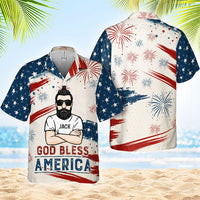 Thumbnail for God Bless America - Personalized Hawaiian Shirt - Gift For Dad, Grandpa