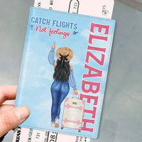 Thumbnail for Catch Flights Not Feelings - Personalized Passport Cover, Passport Holder - Gift For Travel Lovers