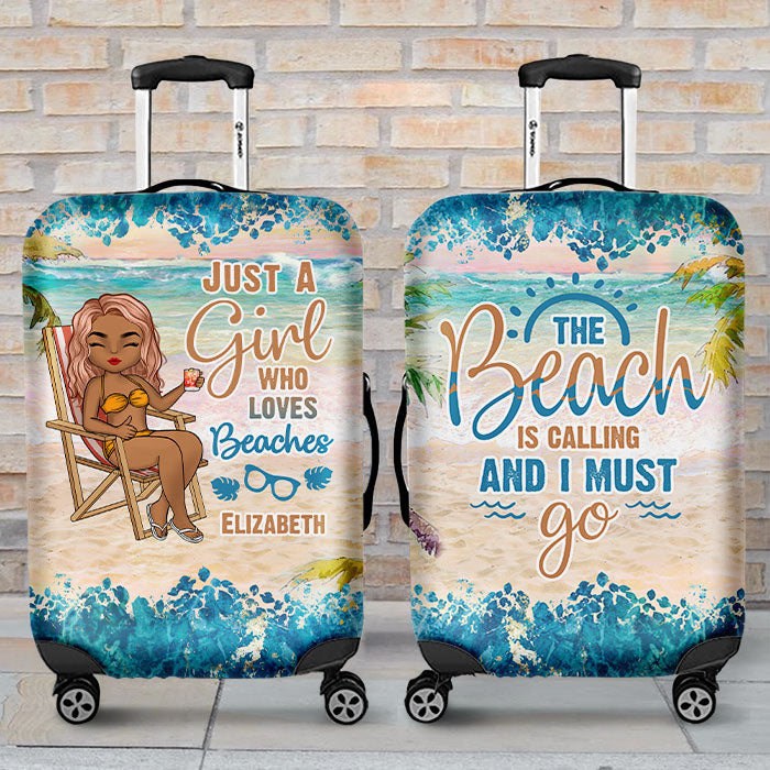 The Beach Is Calling And I Must Go - Gift For Bestie, Personalized Luggage Cover