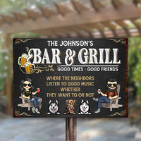 Thumbnail for Bar & Grill Good Times - Personalized Metal Sign - Gift For Couples, Husband Wife