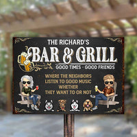 Thumbnail for Bar & Grill Good Times - Personalized Metal Sign - Gift For Couples, Husband Wife