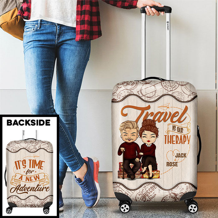 Time For A New Adventure - Personalized Luggage Cover - Gift For Couples, Husband Wife