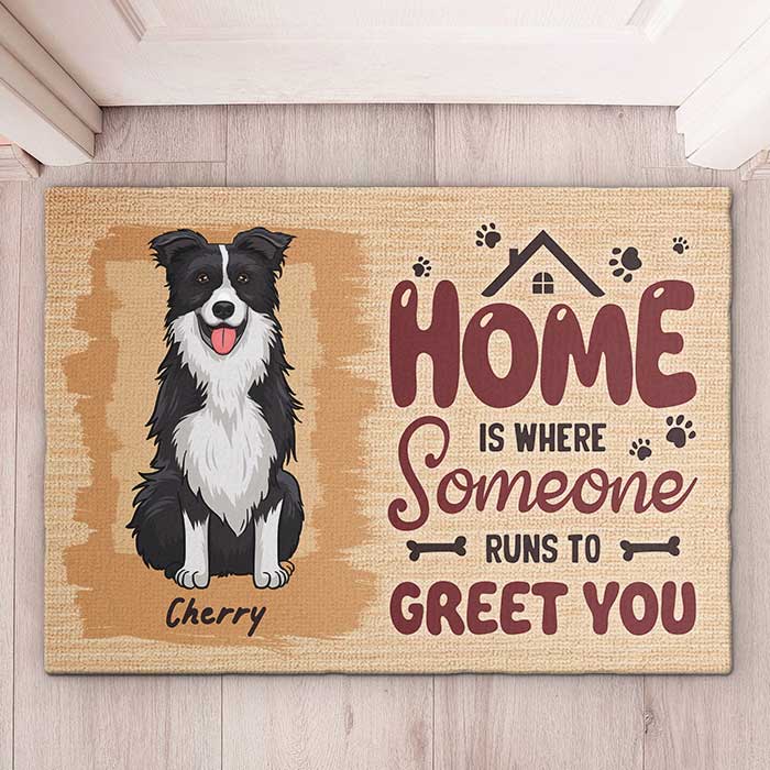 Someone Runs To Greet You - Personalized Decorative Mat - Gift For Pet Lovers