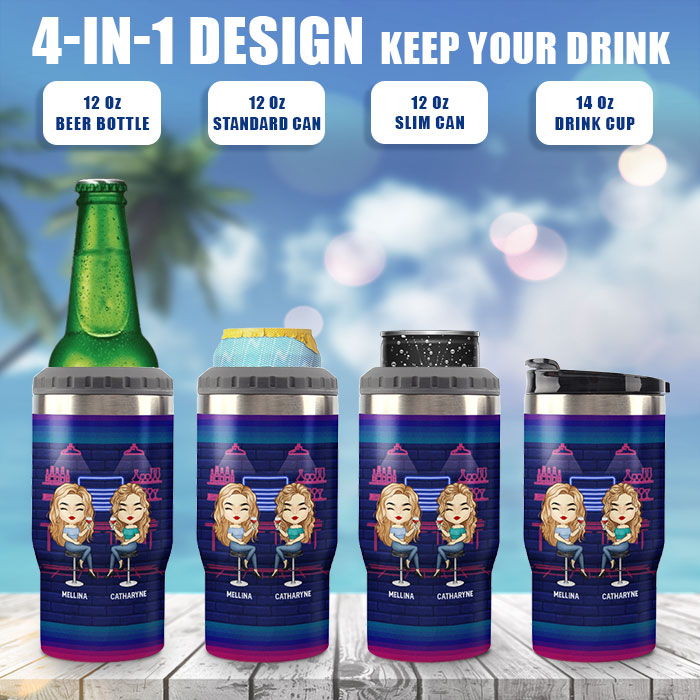 Let's Drink & Forget All Our Troubles - Personalized Can Cooler - Gift For Bestie