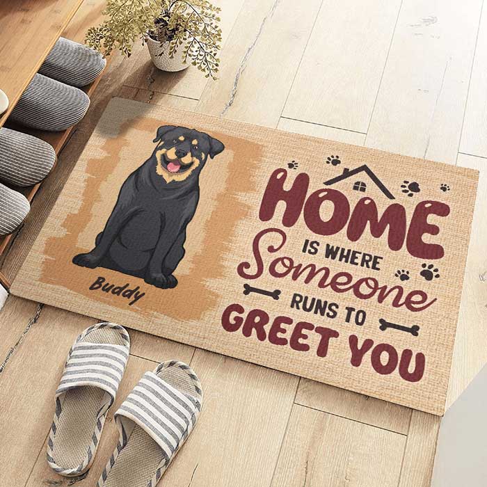 Someone Runs To Greet You - Personalized Decorative Mat - Gift For Pet Lovers