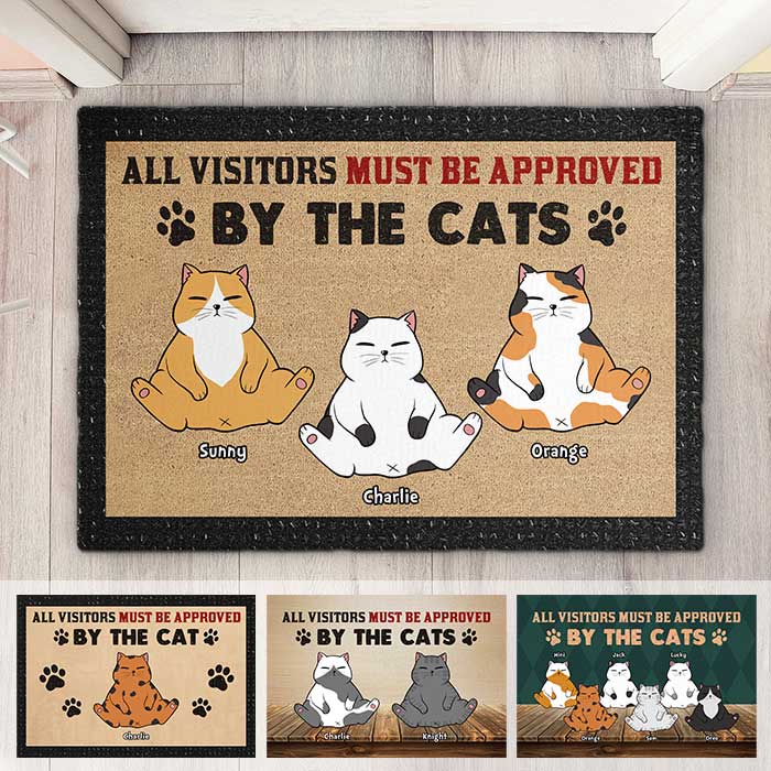 Visitors Approved Cats - Personalized Decorative Mat - Gift For Pet Lovers