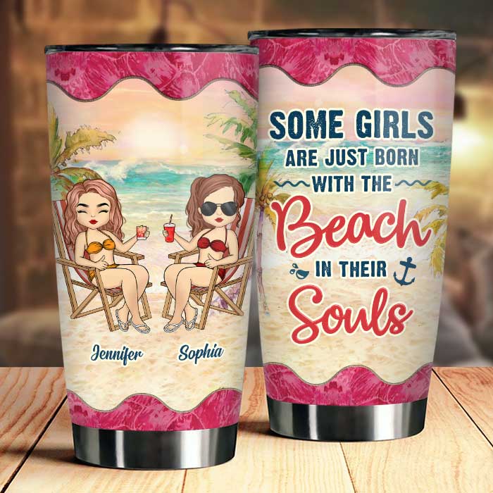 Beach In Souls - Personalized Tumbler - Gift For Bestie