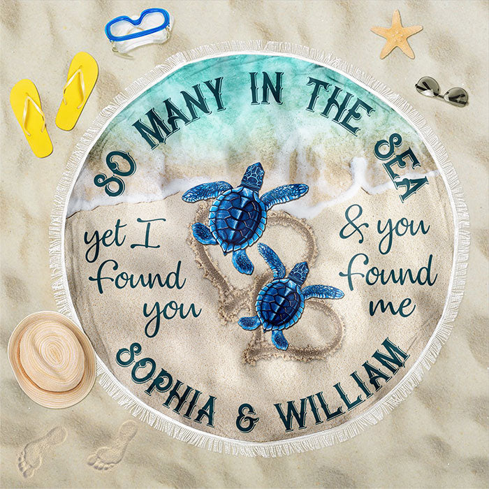 We Found Each Other - Personalized Round Beach Towel - Gift For Couples, Husband Wife