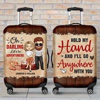 Thumbnail for Darling, Let's Be Adventurers - Personalized Luggage Cover - Gift For Couples, Husband Wife