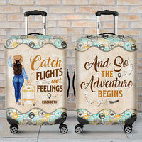 Thumbnail for The Sky Is Calling And I Must Go, Catch Flights Not Feelings - Gift For Bestie, Personalized Luggage Cover