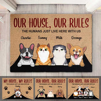 Thumbnail for Our House, Our Rules - Personalized Decorative Mat - Gift For Pet Lovers