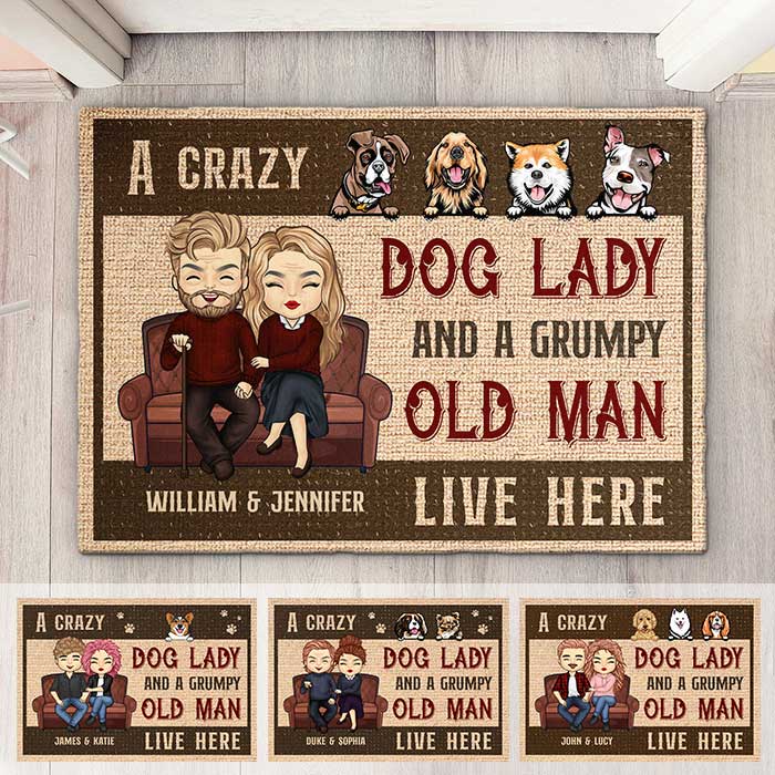 Customized Door Mats - Crazy Dog Lady & Her Man - Personalised Gifts NZ