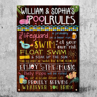 Thumbnail for Family Pool Rules - Personalized Metal Sign - Gift For Couples, Husband Wife