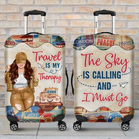 Thumbnail for Travel Is My Therapy - Gift For Bestie, Personalized Luggage Cover