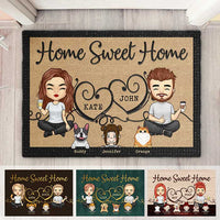 Thumbnail for Home Sweet Home With Our Kids - Personalized Decorative Mat - Gift For Couples, Gift For Pet Lovers