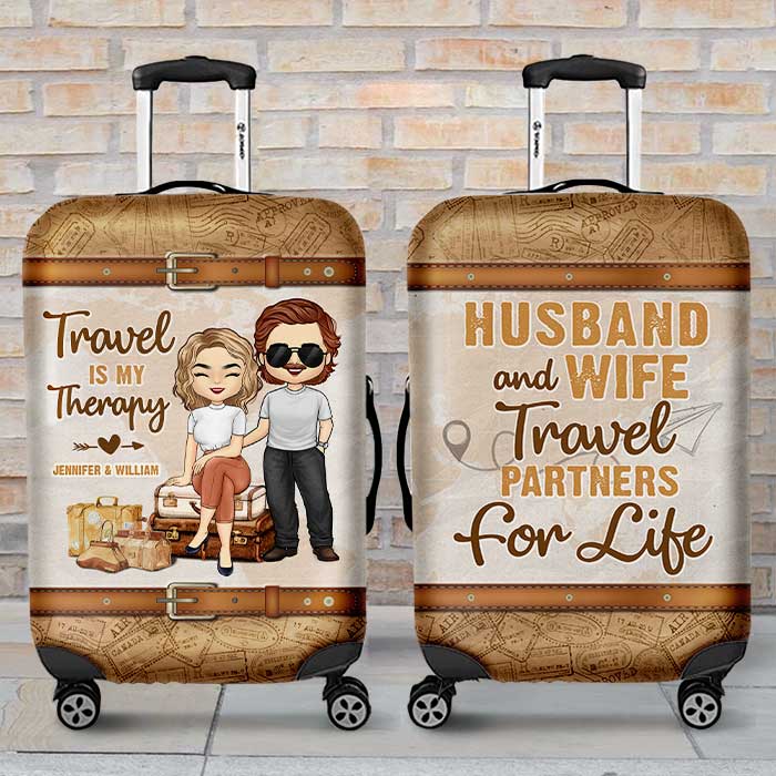 Travel Partners For Life - Personalized Luggage Cover - Gift For Couples, Husband Wife