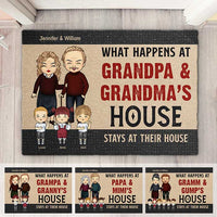 Thumbnail for What Happens At Grandpa & Grandma's House - Gift For Couples, Husband Wife - Personalized Decorative Mat