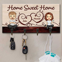 Thumbnail for Home Sweet Home, There Is No Place Like Home - Personalized Key Hanger, Key Holder - Gift For Couples, Husband Wife