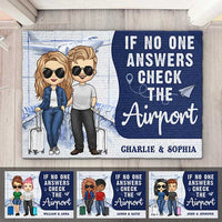 Thumbnail for If No One Answers Check The Airport - Personalized Decorative Mat - Gift For Couples, Husband Wife