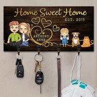 Thumbnail for Home Sweet Home Parents, Kids & Pets - Personalized Key Hanger, Key Holder - Anniversary Gifts, Gift For Couples, Husband Wife