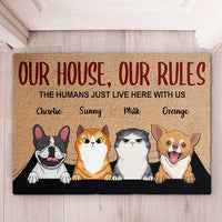 Thumbnail for Our House, Our Rules - Personalized Decorative Mat - Gift For Pet Lovers