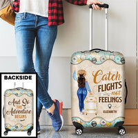 Thumbnail for The Sky Is Calling And I Must Go, Catch Flights Not Feelings - Gift For Bestie, Personalized Luggage Cover