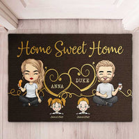 Thumbnail for Home Sweet Home With Our Kids - Personalized Decorative Mat - Gift For Couples, Gift For Pet Lovers