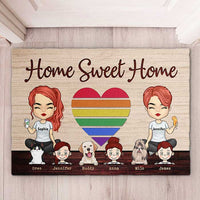 Thumbnail for Our Home Sweet Home With Kids & Pets - Personalized Decorative Mat - Gift For Couples, Gift For Pet Lovers