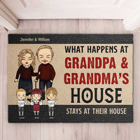 Thumbnail for What Happens At Grandpa & Grandma's House - Gift For Couples, Husband Wife - Personalized Decorative Mat