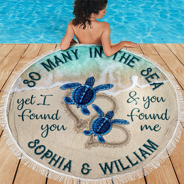 We Found Each Other - Personalized Round Beach Towel - Gift For Couples, Husband Wife