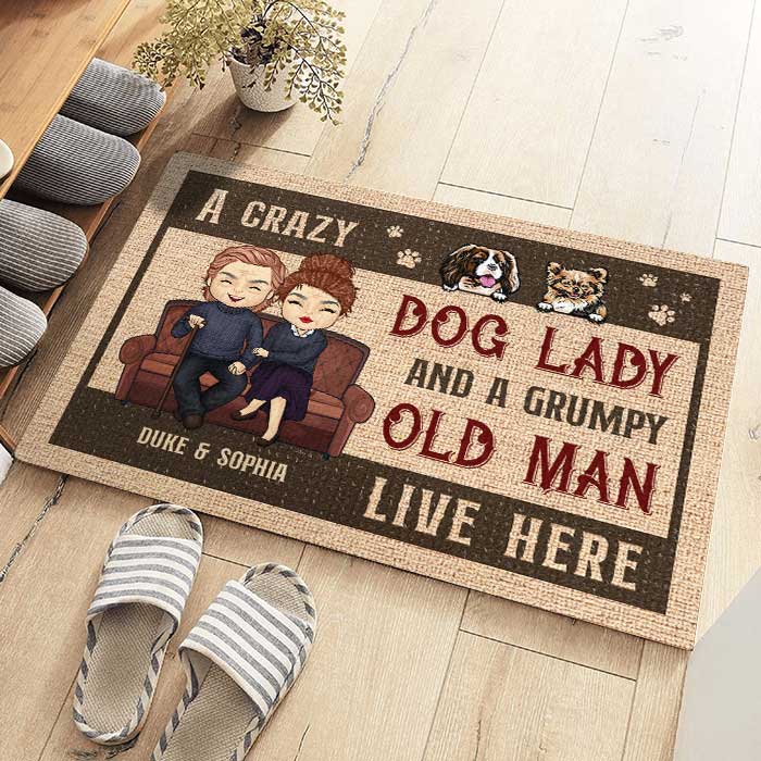 Customized Door Mats - Crazy Dog Lady & Her Man - Personalised Gifts NZ