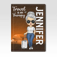 Thumbnail for Travel Is My Therapy - Personalized Passport Cover, Passport Holder - Gift For Travel Lovers