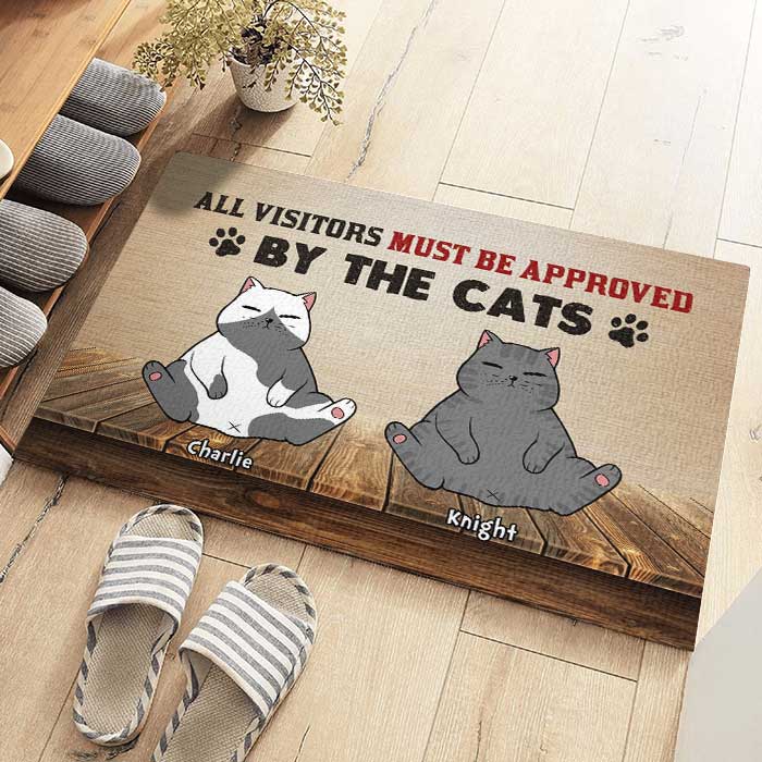 Visitors Approved Cats - Personalized Decorative Mat - Gift For Pet Lovers