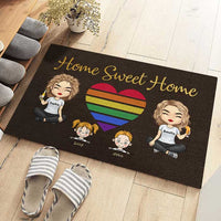 Thumbnail for Our Home Sweet Home With Kids & Pets - Personalized Decorative Mat - Gift For Couples, Gift For Pet Lovers