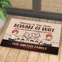 Thumbnail for Beware Of Wife, Husband Is Cool - Personalized Decorative Mat - Gift For Couples, Husband Wife