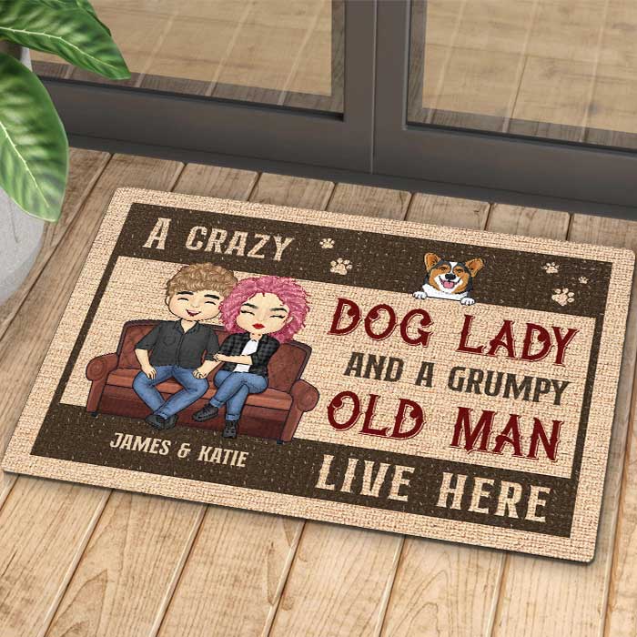 Customized Door Mats - Crazy Dog Lady & Her Man - Personalised Gifts NZ