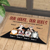 Thumbnail for Our House, Our Rules - Personalized Decorative Mat - Gift For Pet Lovers