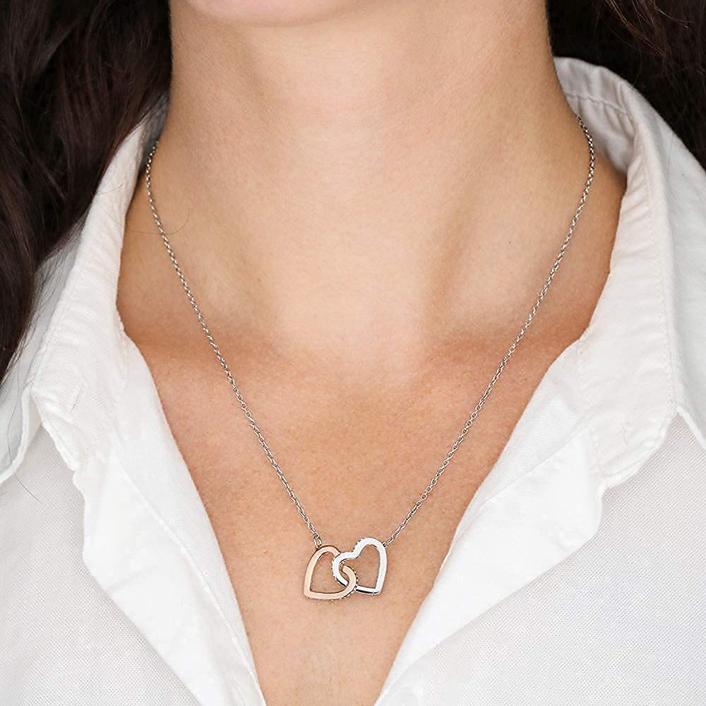 Dear Daughter You Are My Greatest Gift - Sterling Silver Dad Mom To Daughter Interlocking Heart Necklace
