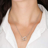 Thumbnail for Dear Daughter You Are My Greatest Gift - Sterling Silver Dad Mom To Daughter Interlocking Heart Necklace