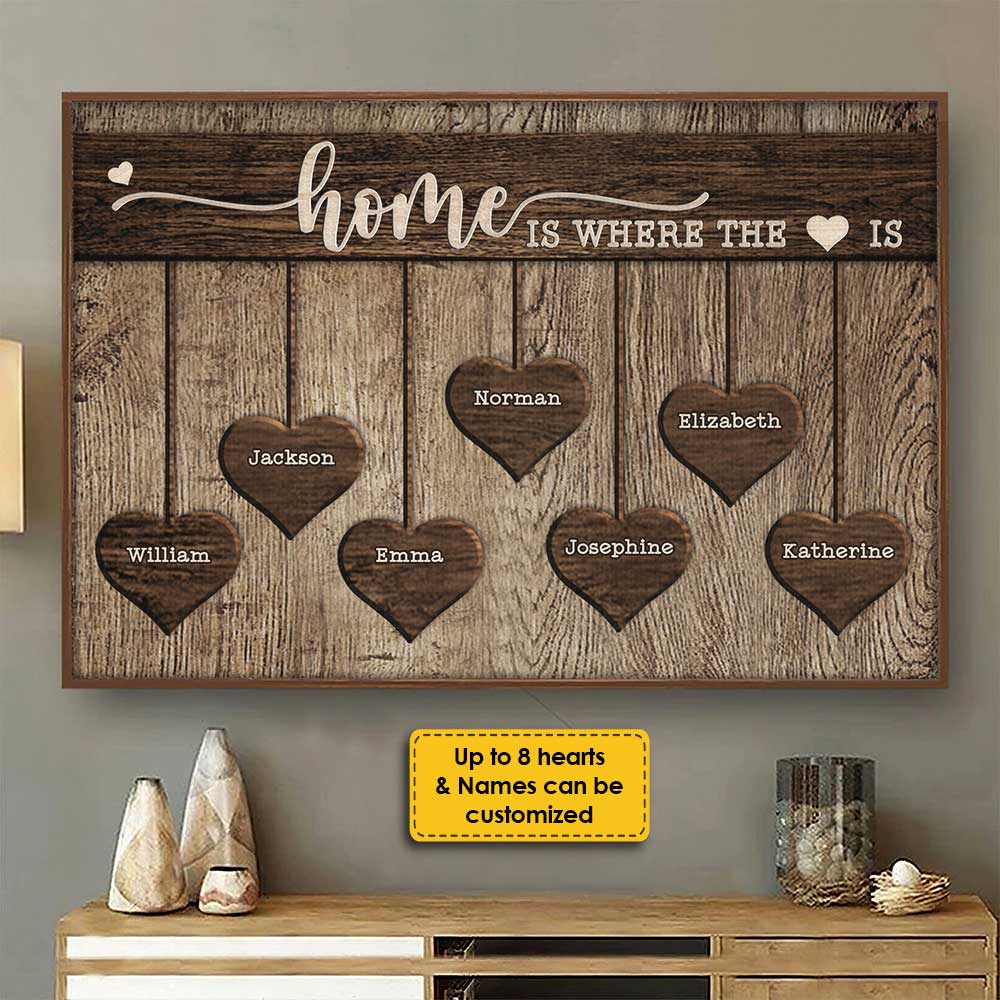 Home Is Where The Heart Is - Personalized Horizontal Poster - Gift For Couples, Husband Wife