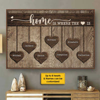 Thumbnail for Home Is Where The Heart Is - Personalized Horizontal Poster - Gift For Couples, Husband Wife