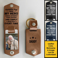 Thumbnail for Thanks For Being There Every Time - Personalized PU Leather Keychain - Upload Image, Gift For Dad