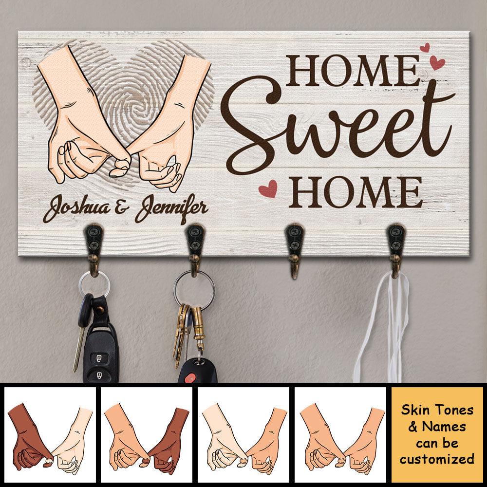 There Is No Place Like Home - Personalized Key Hanger, Key Holder - Anniversary Gifts, Gift For Couples, Husband Wife