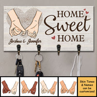 Thumbnail for There Is No Place Like Home - Personalized Key Hanger, Key Holder - Anniversary Gifts, Gift For Couples, Husband Wife