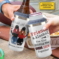 Thumbnail for Friends & Alcohol - Personalized Can Cooler - Gift For Bestie