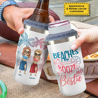 Thumbnail for Beaches Booze & Besties - Personalized Can Cooler - Gift For Bestie