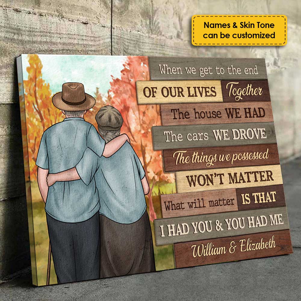 At The End Of Our Lives - Personalized Horizontal Canvas - Gift For Couples, Husband Wife