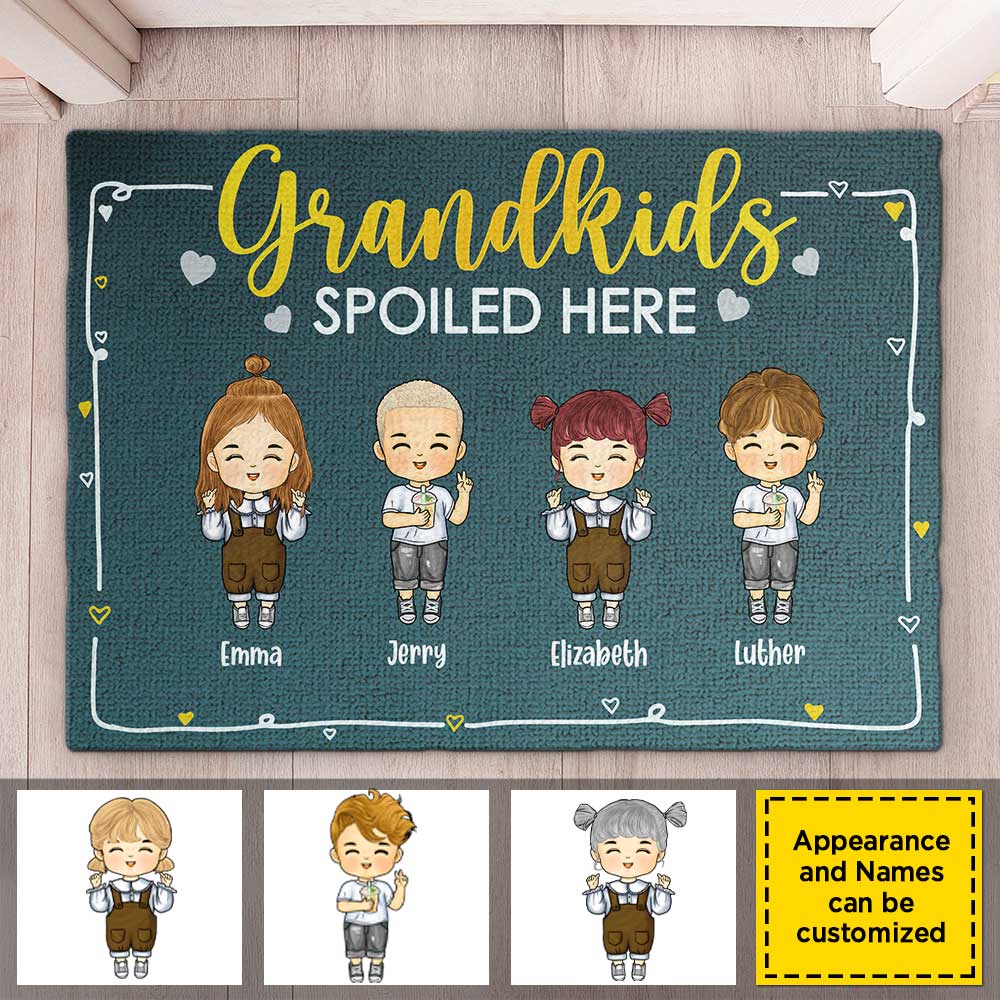 Grandkids Spoiled Here - Personalized Decorative Mat - Gift For Couples, Husband Wife