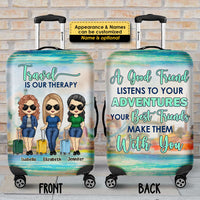 Thumbnail for Travel Is Our Therapy, We Make Adventures Together - Gift For Bestie - Personalized Luggage Cover